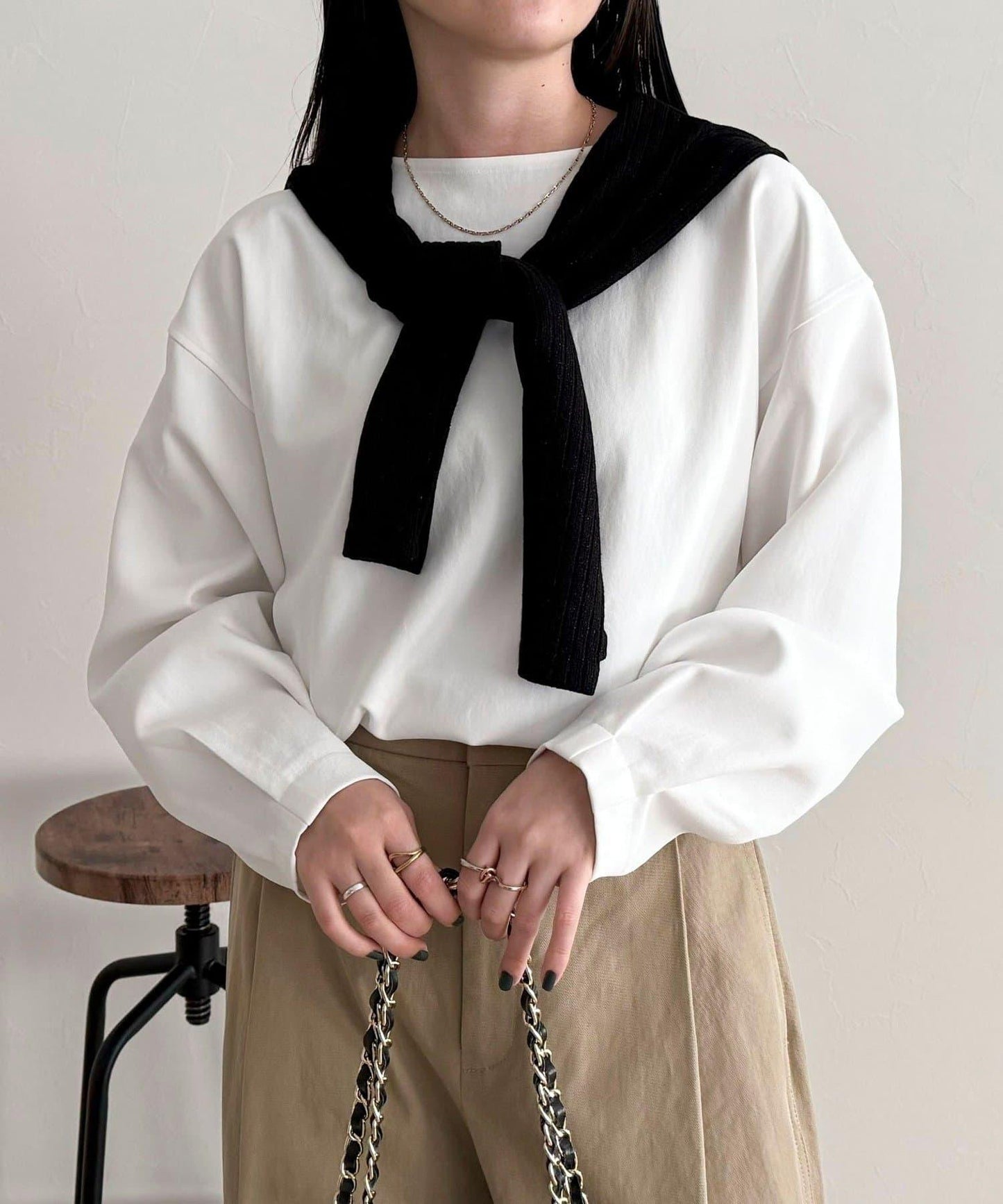 套裝可搭配 繭形 粉感斜紋 上衣