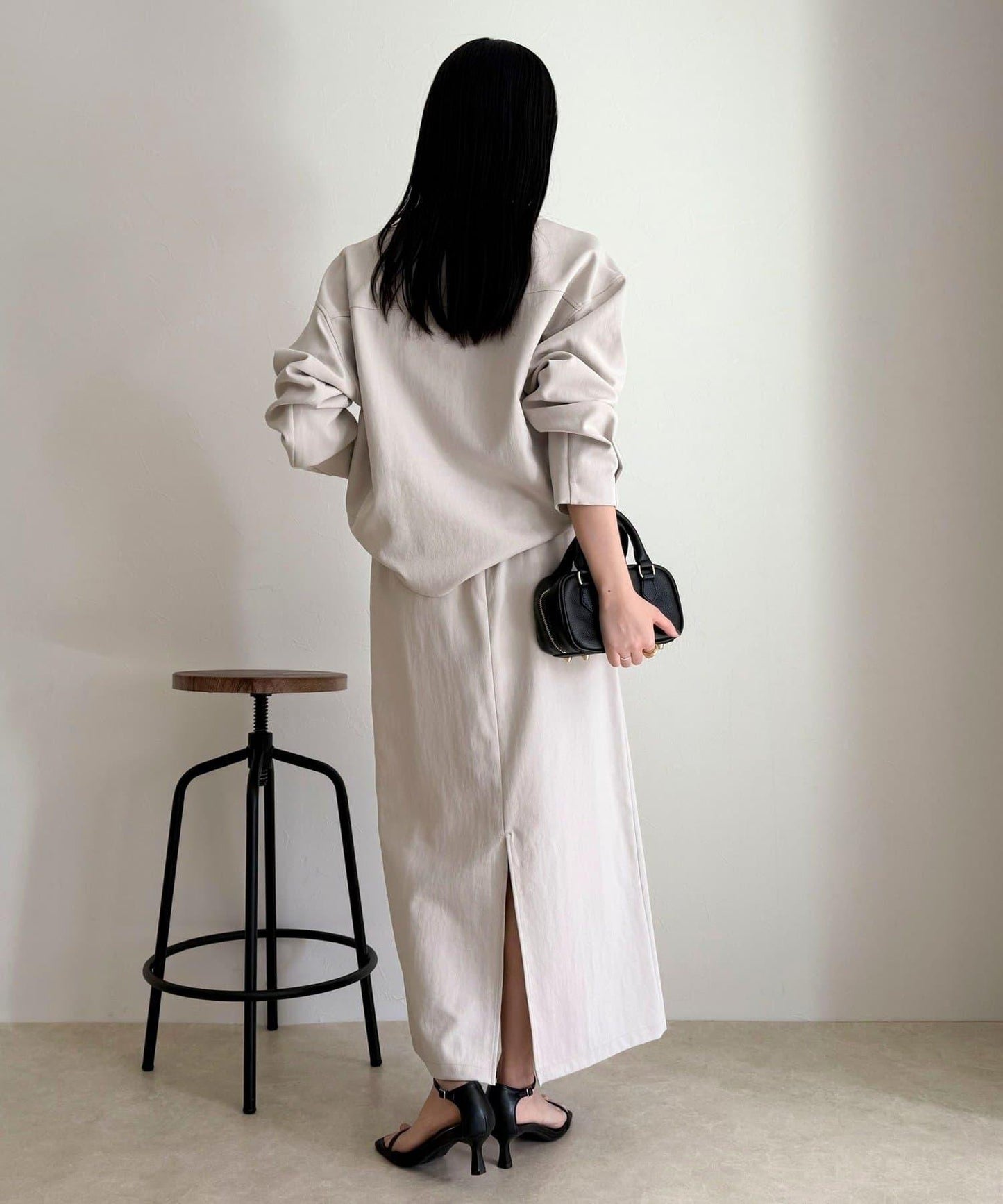 套裝可搭配 繭形 粉感斜紋 上衣