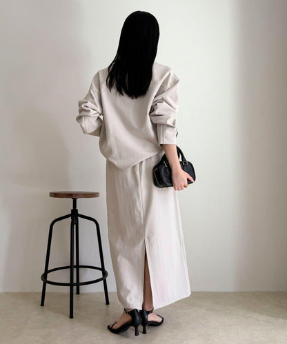 套裝可搭配 繭形 粉感斜紋 上衣