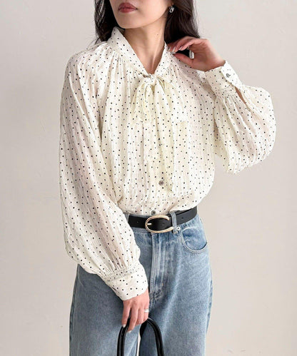 心形波點 蝴蝶結設計 襯衫