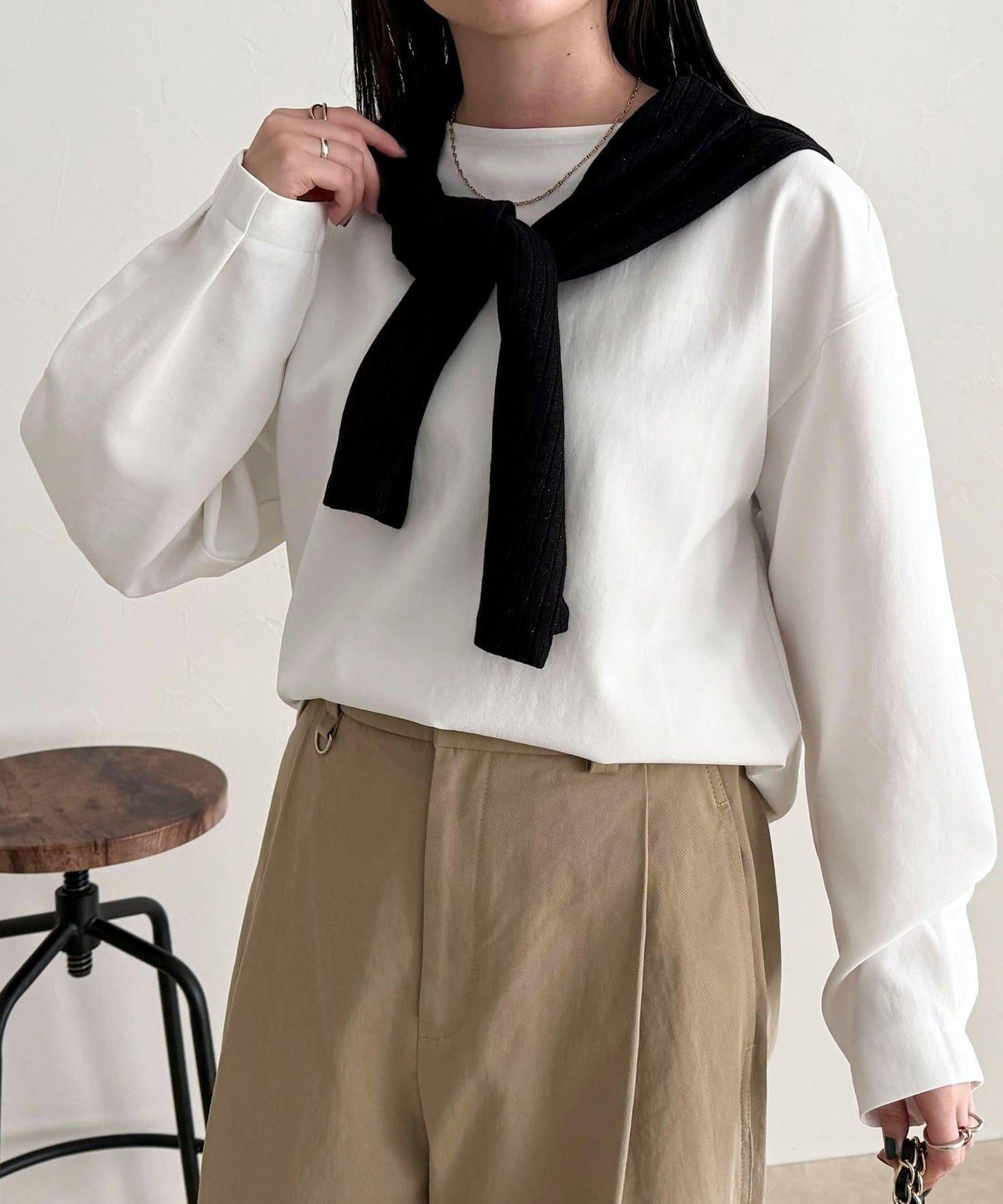 套裝可搭配 繭形 粉感斜紋 上衣