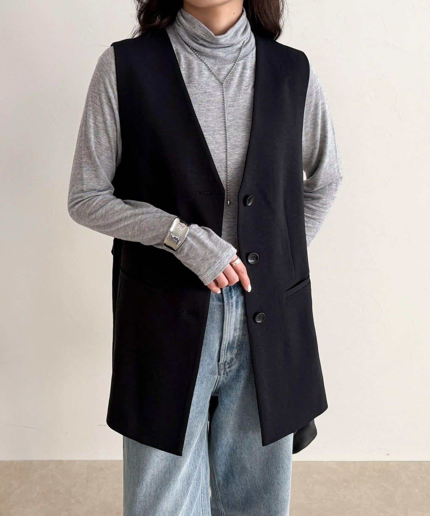 可成套搭配 柔滑斜紋 帶腰帶 馬甲