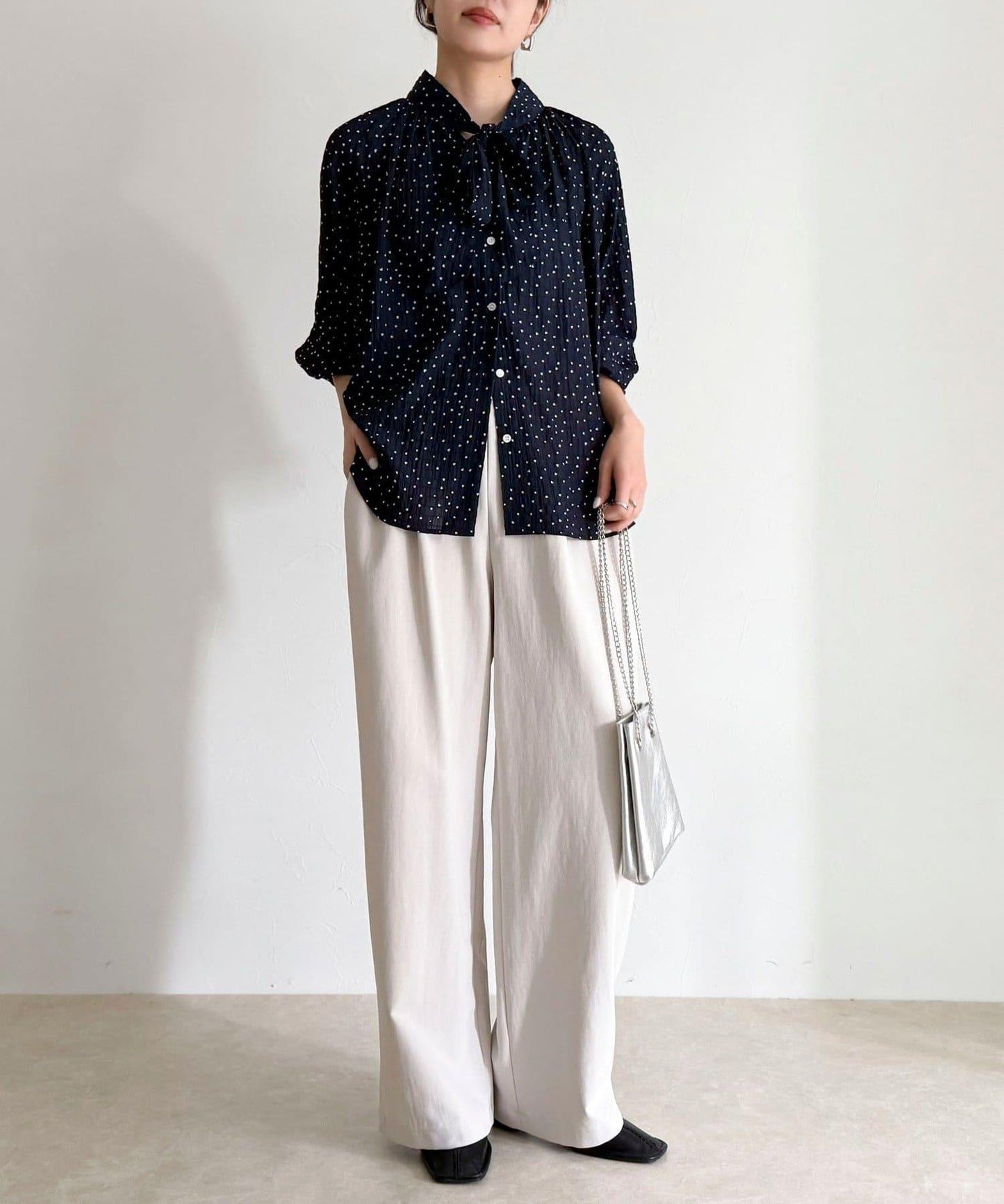 心形波點 蝴蝶結設計 襯衫