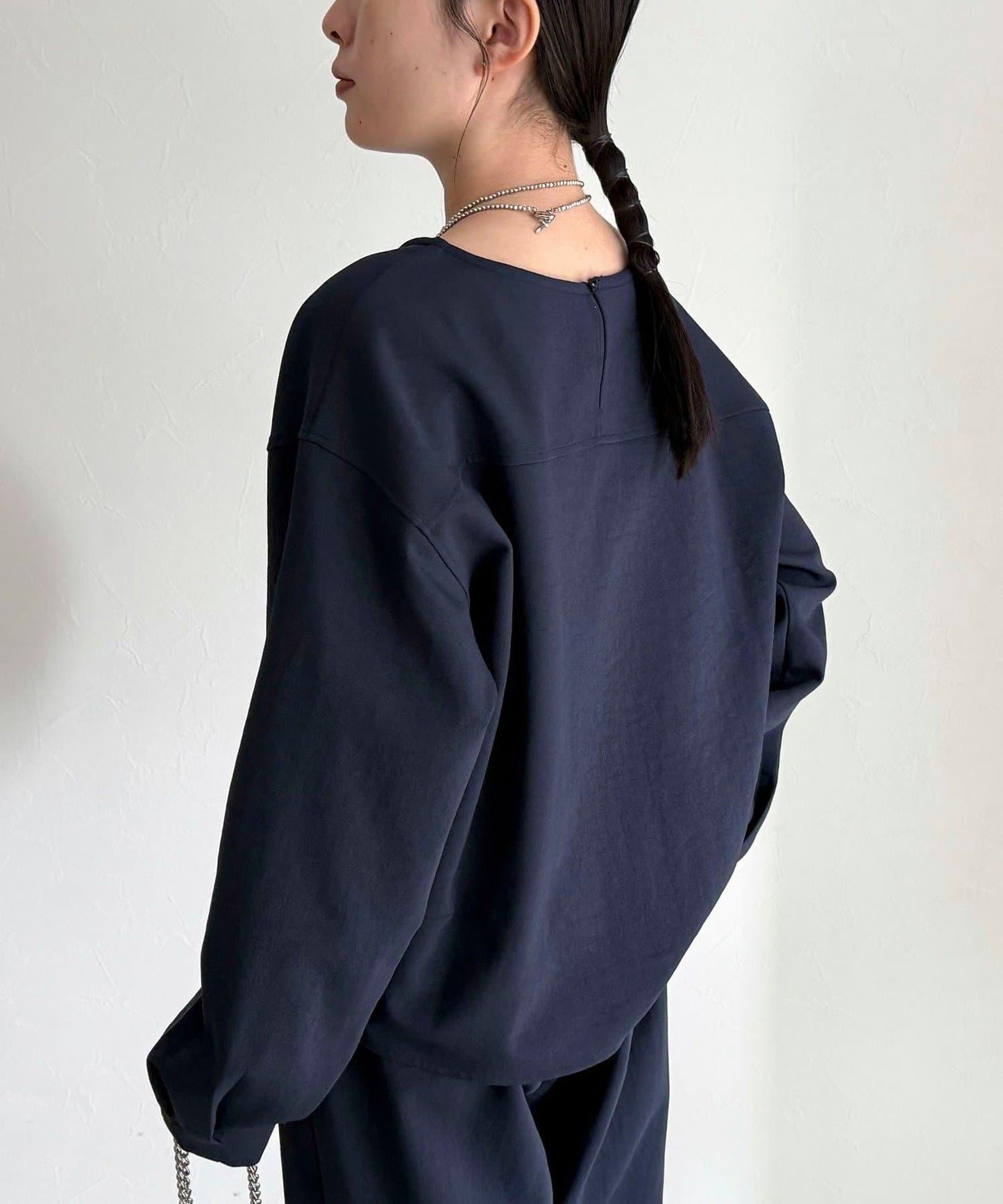 套裝可搭配 繭形 粉感斜紋 上衣