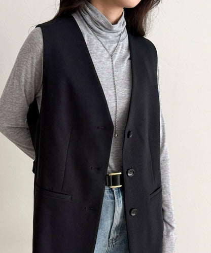 可成套搭配 柔滑斜紋 帶腰帶 馬甲