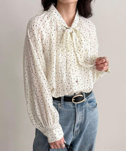 心形波點 蝴蝶結設計 襯衫
