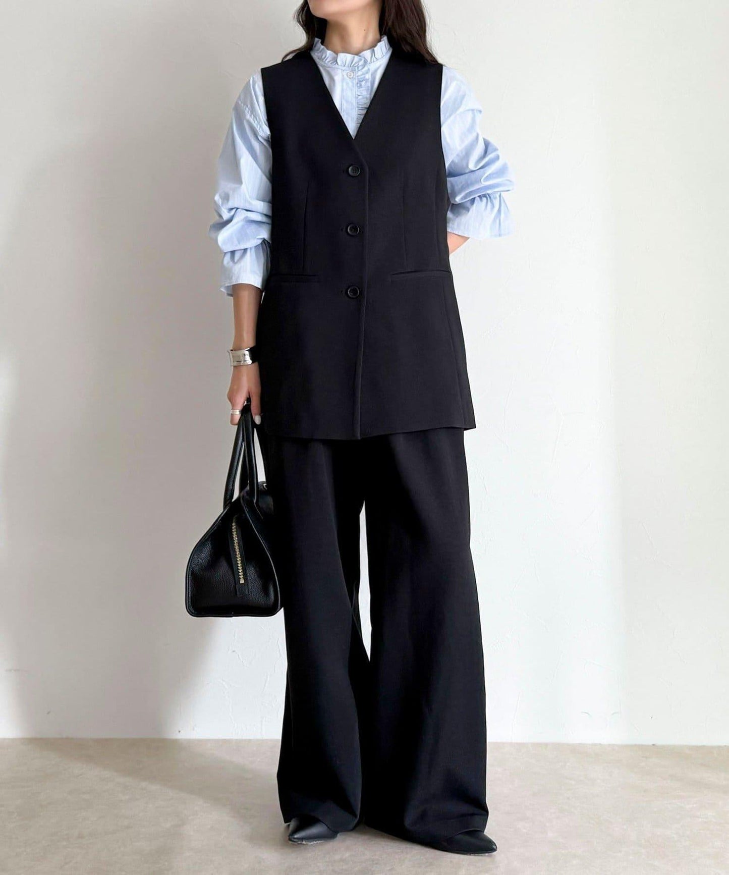 可成套搭配 柔滑斜紋 帶腰帶 馬甲