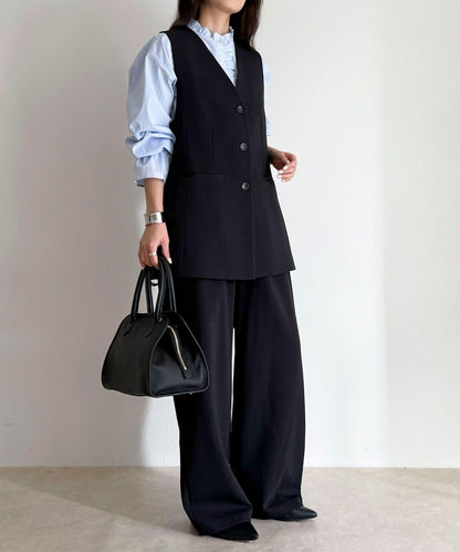 可成套搭配 柔滑斜紋 帶腰帶 馬甲