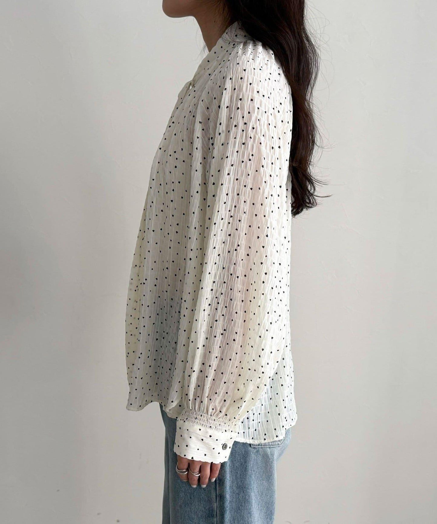 心形波點 蝴蝶結設計 襯衫