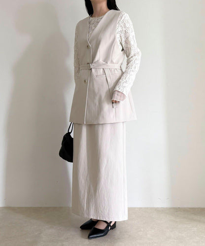 可成套搭配 柔滑斜紋 帶腰帶 馬甲