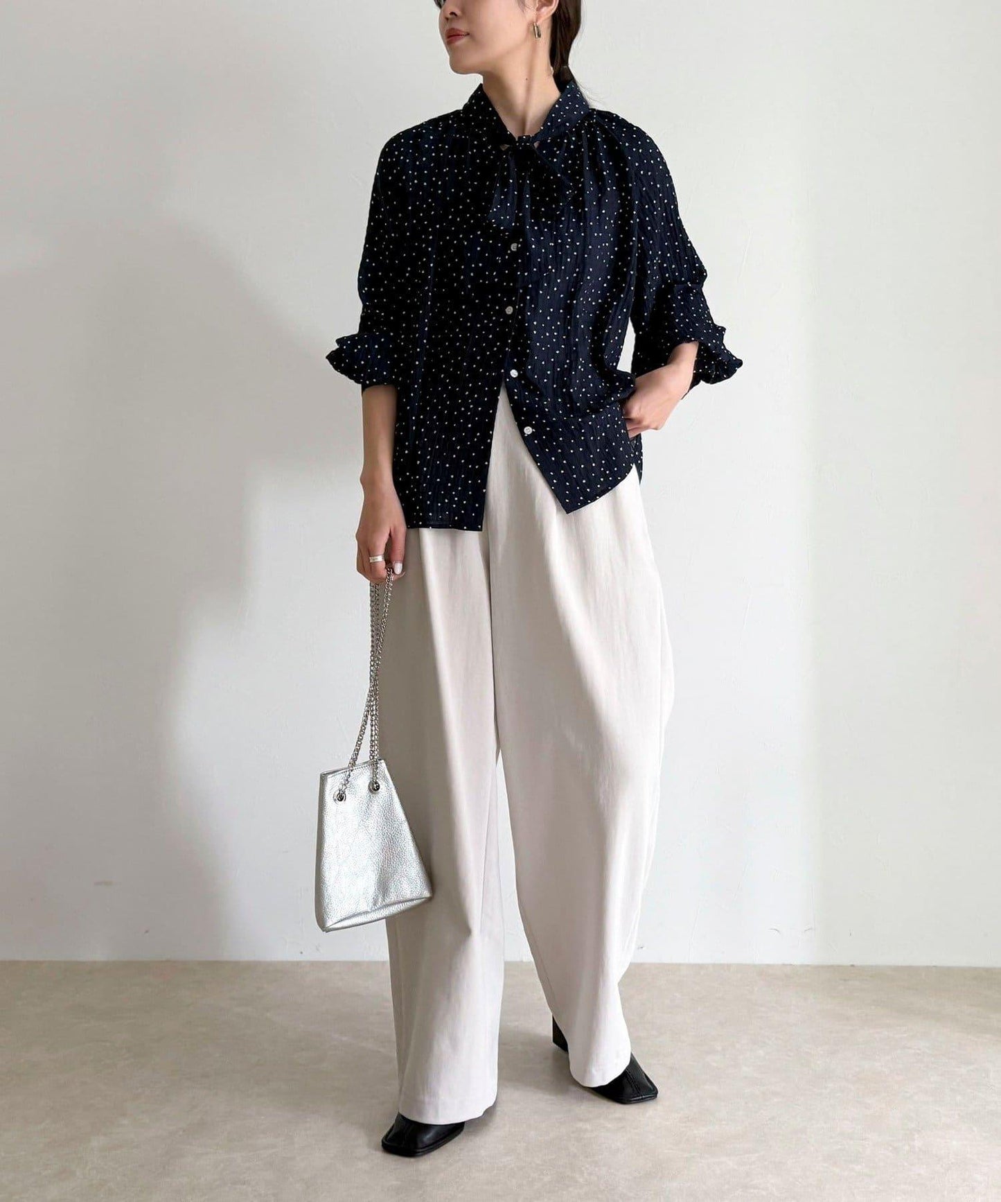 心形波點 蝴蝶結設計 襯衫