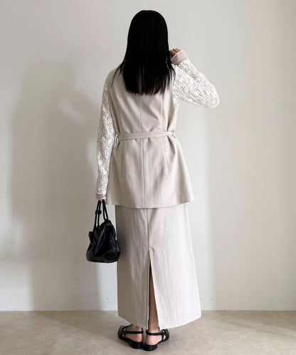 可成套搭配 柔滑斜紋 帶腰帶 馬甲