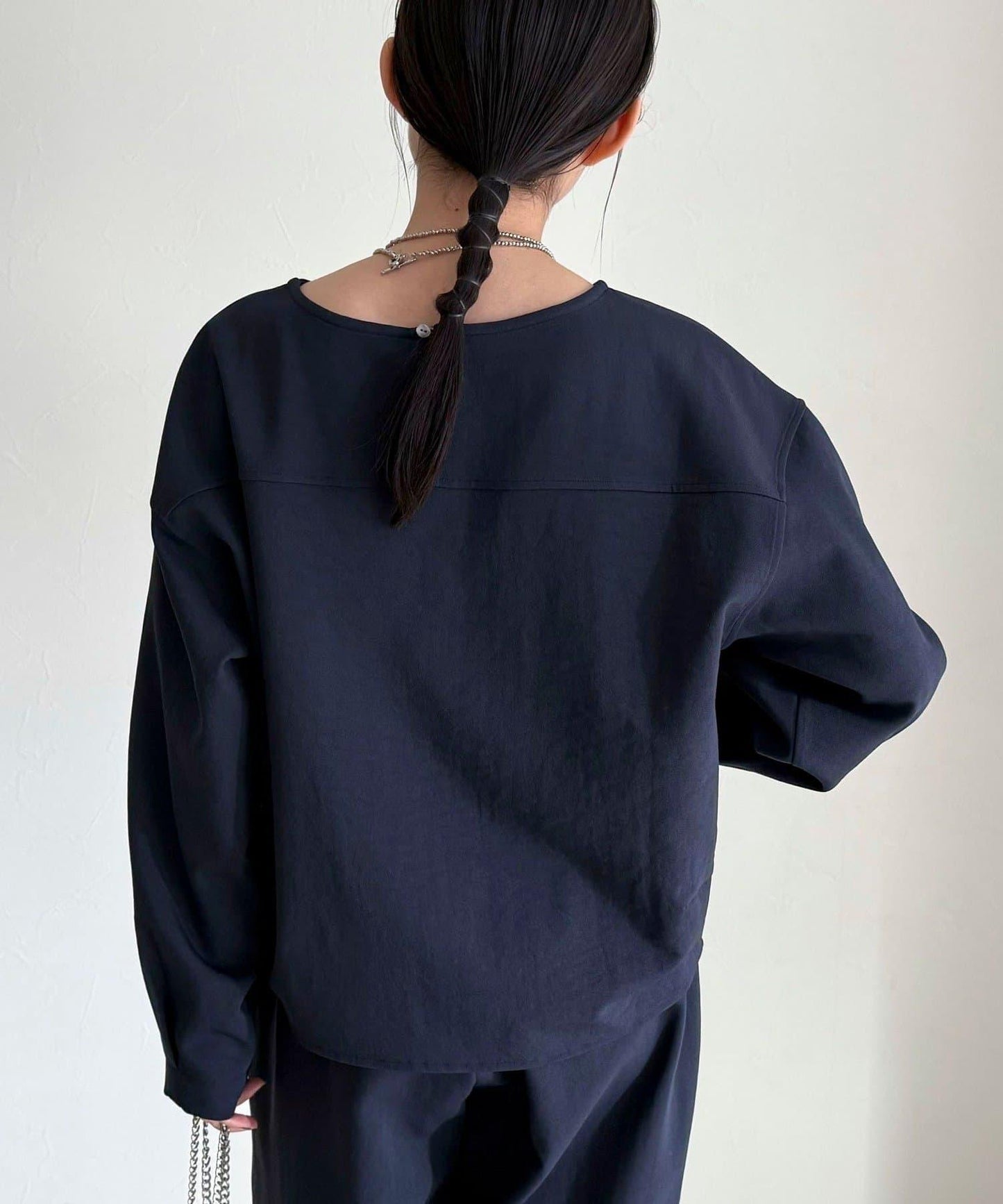 套裝可搭配 繭形 粉感斜紋 上衣