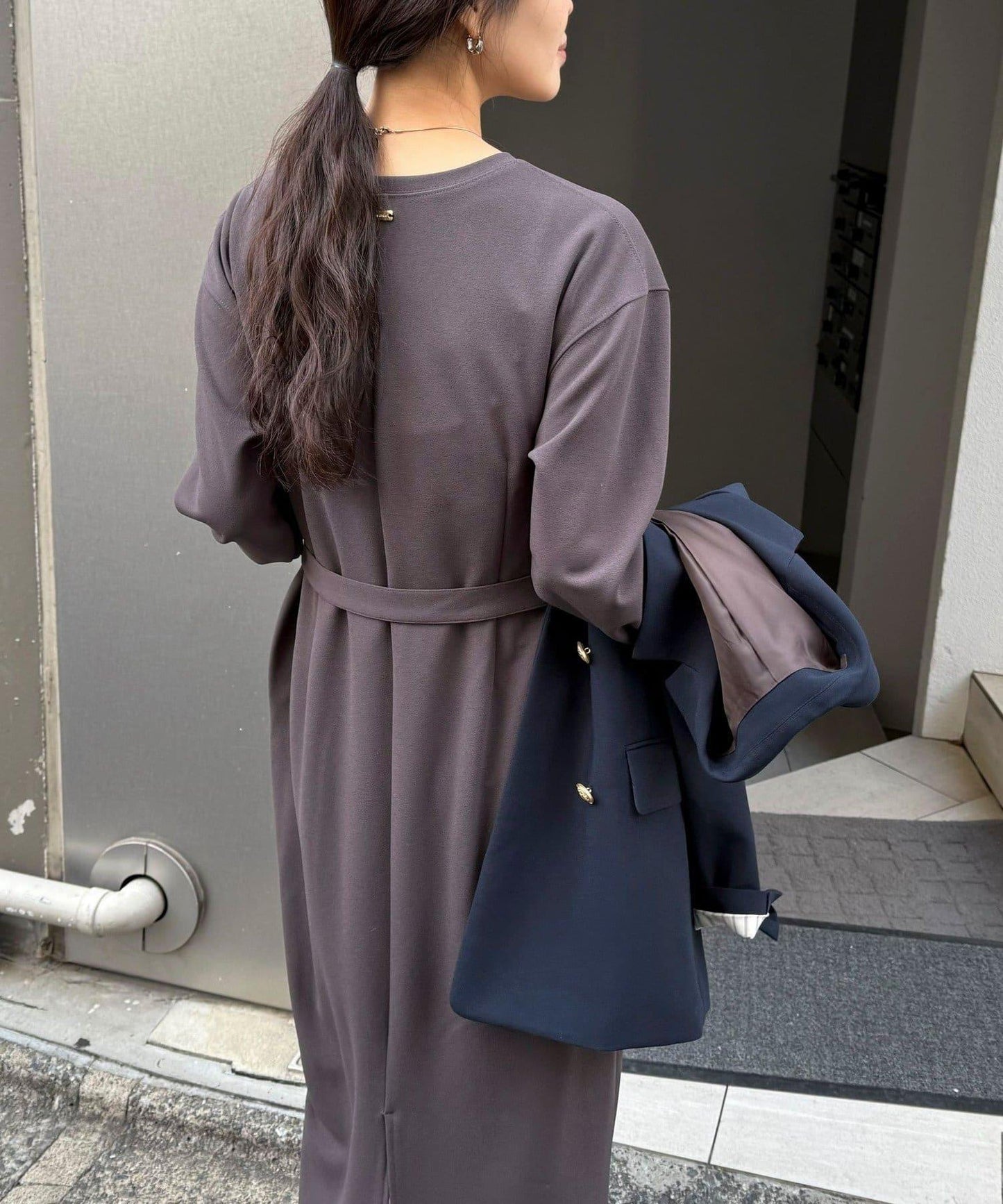 喬其紗腰帶連衣裙