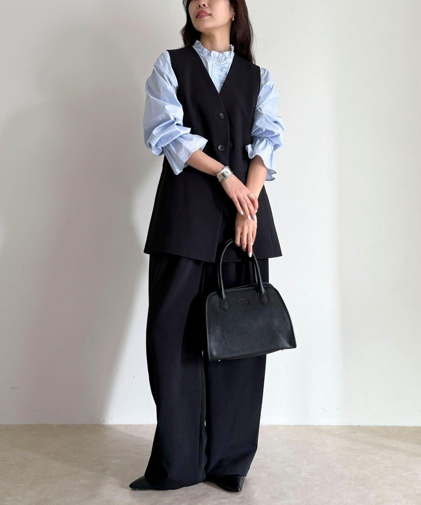 可成套搭配 柔滑斜紋 帶腰帶 馬甲