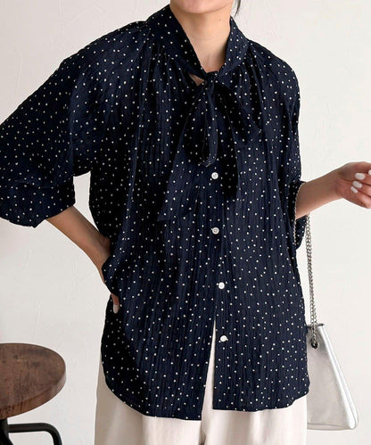 心形波點 蝴蝶結設計 襯衫