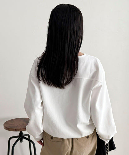 套裝可搭配 繭形 粉感斜紋 上衣