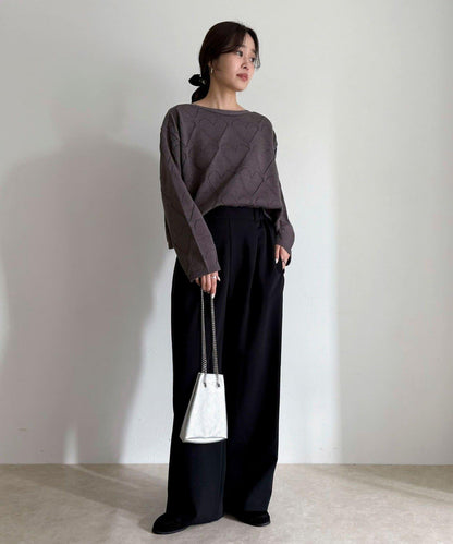 LINEN混紡愛心鏤空針織衫