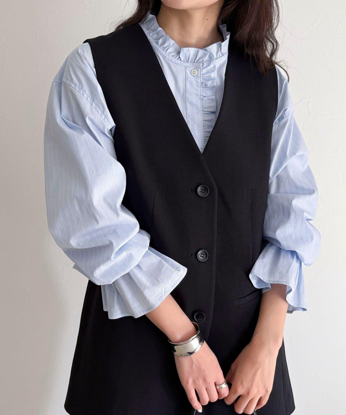 可成套搭配 柔滑斜紋 帶腰帶 馬甲