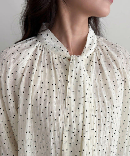 心形波點 蝴蝶結設計 襯衫