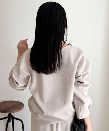 套裝可搭配 繭形 粉感斜紋 上衣