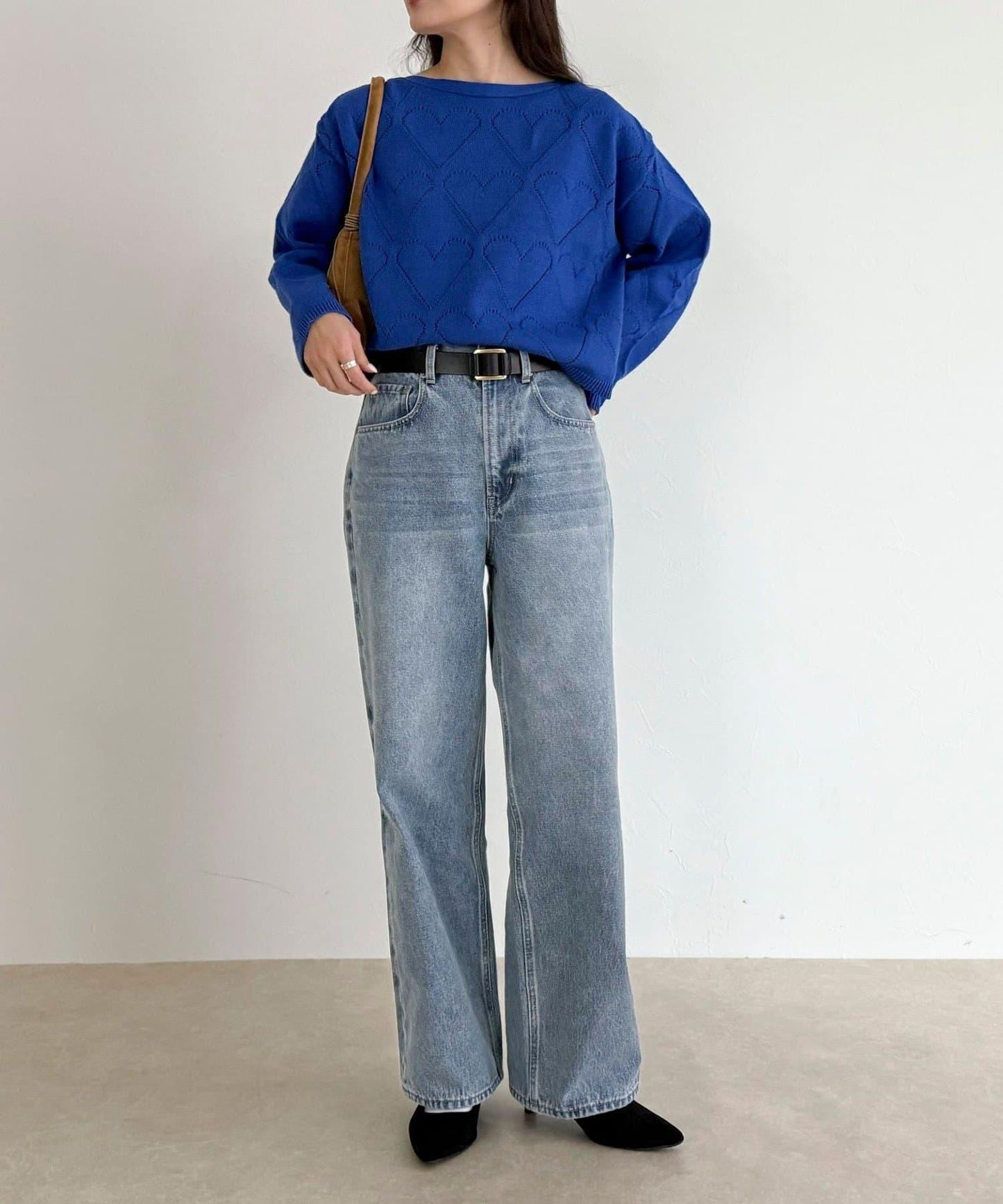 LINEN混紡愛心鏤空針織衫