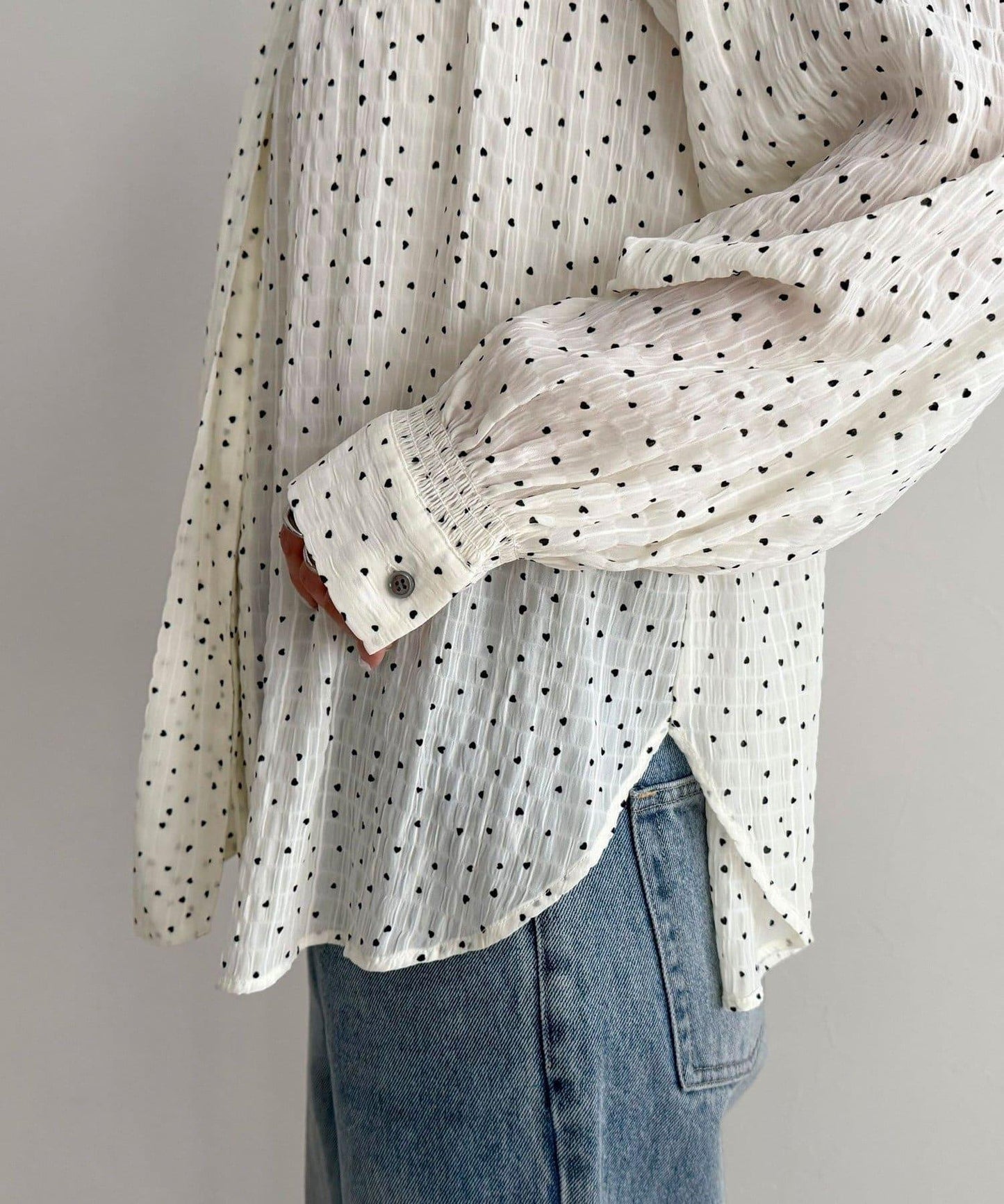 心形波點 蝴蝶結設計 襯衫
