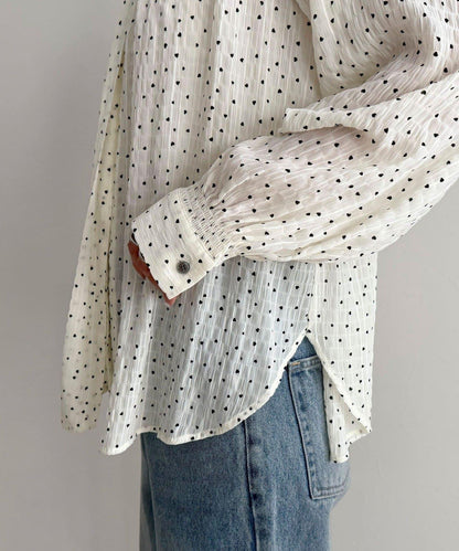 心形波點 蝴蝶結設計 襯衫