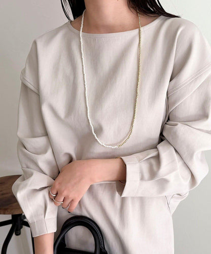 套裝可搭配 繭形 粉感斜紋 上衣