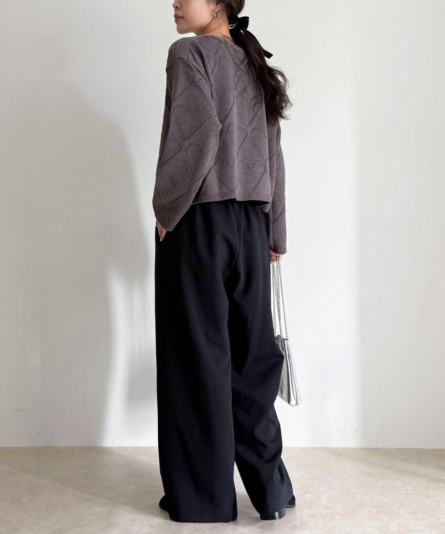 LINEN混紡愛心鏤空針織衫