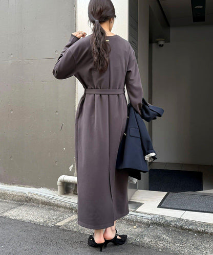 喬其紗腰帶連衣裙