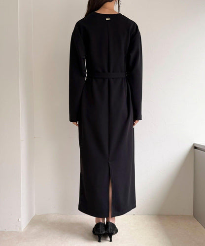 喬其紗腰帶連衣裙