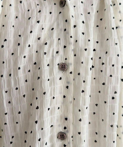 心形波點 蝴蝶結設計 襯衫