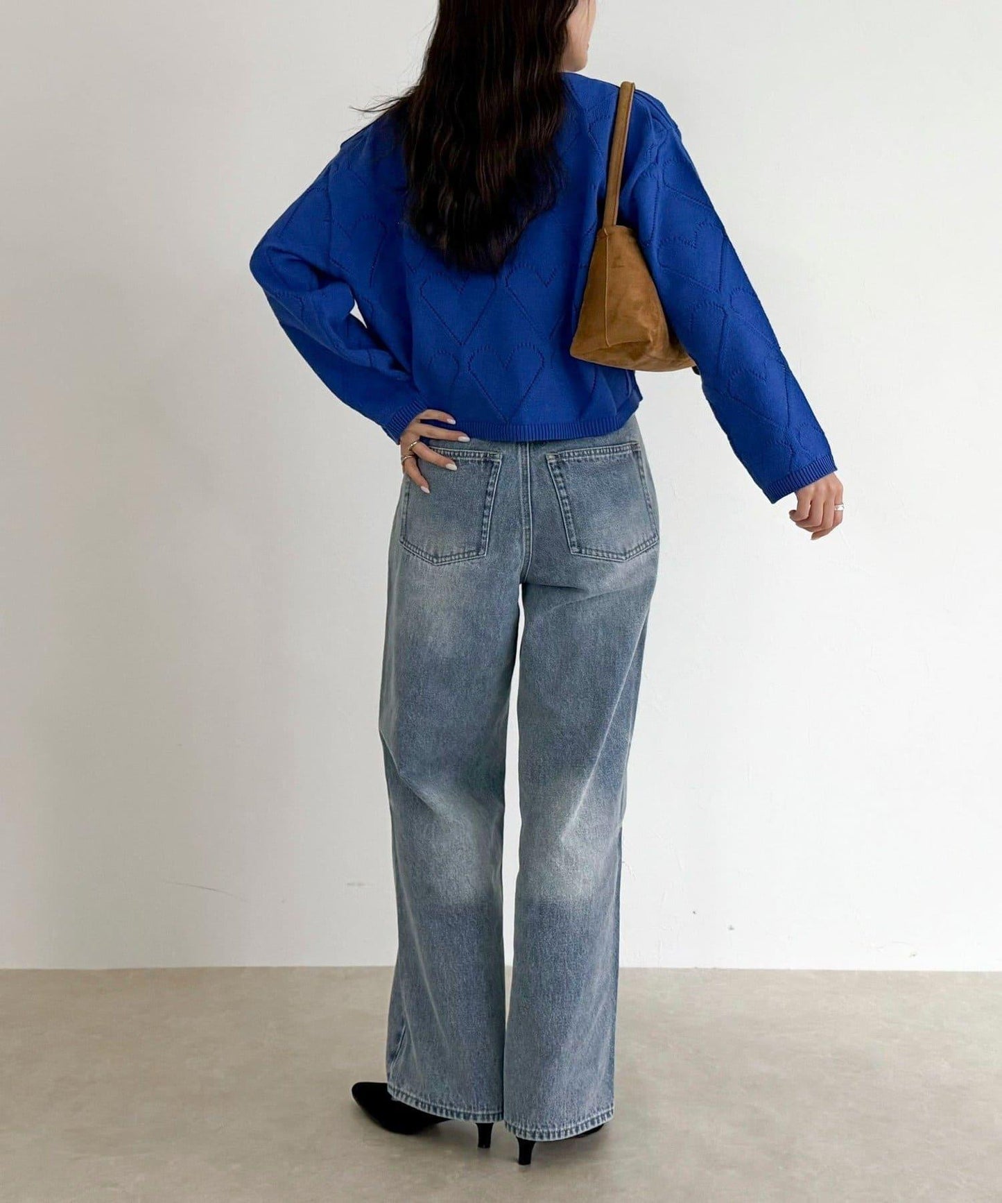 LINEN混紡愛心鏤空針織衫