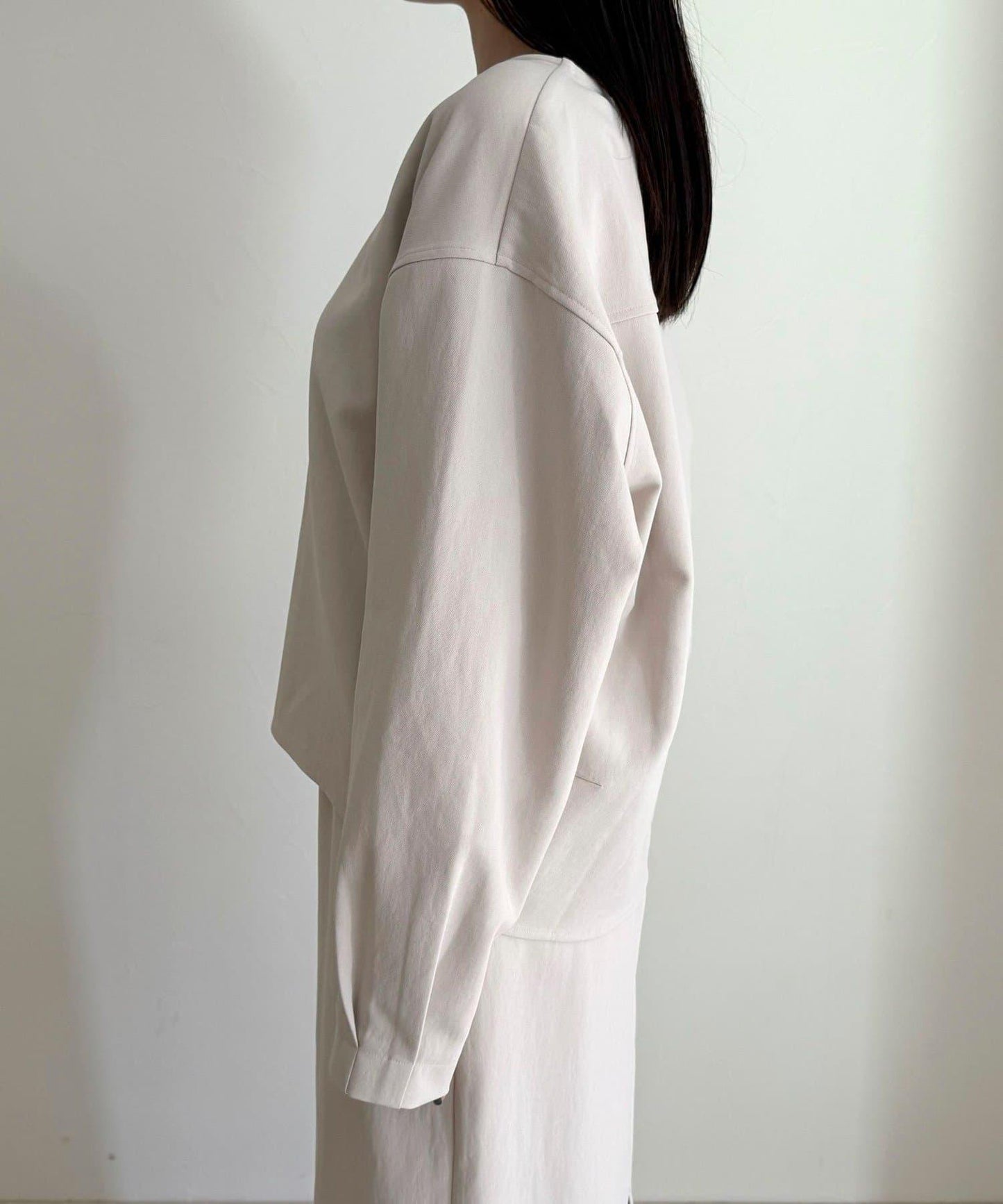 套裝可搭配 繭形 粉感斜紋 上衣