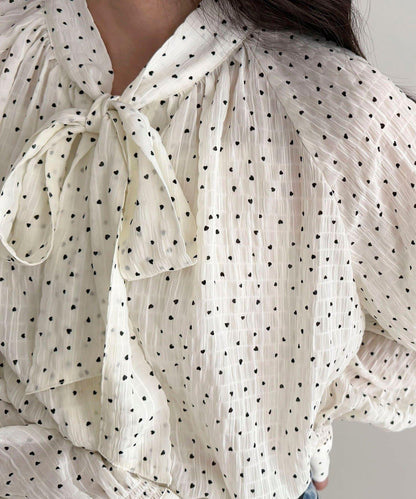 心形波點 蝴蝶結設計 襯衫