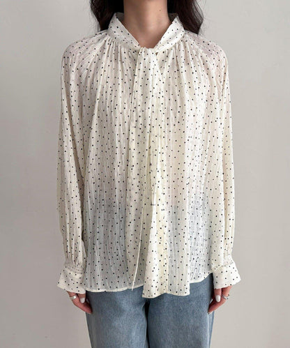 心形波點 蝴蝶結設計 襯衫