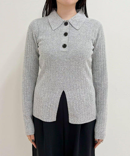 前中開叉 有領設計 套頭上衣