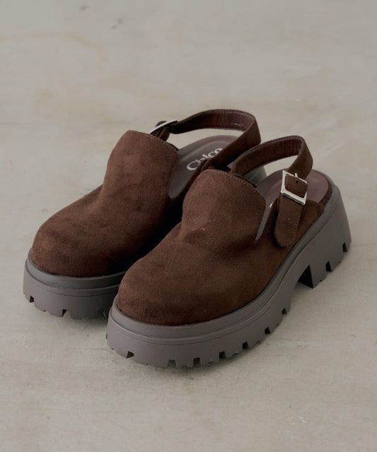 Chico 厚底絨面木屐拖鞋