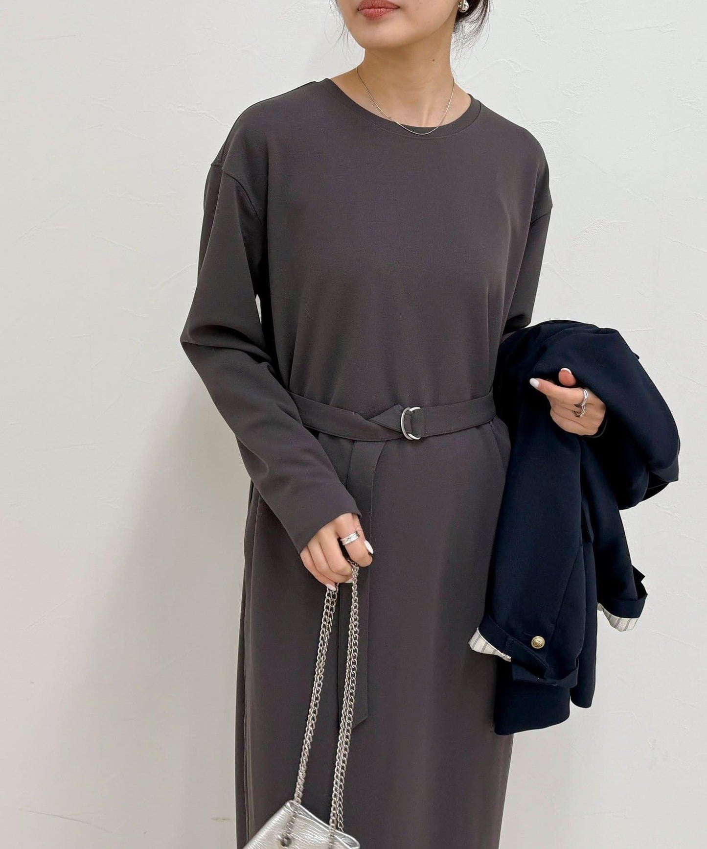 喬其紗腰帶連衣裙