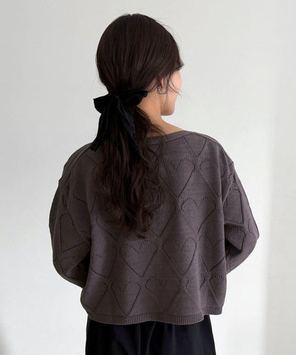 LINEN混紡愛心鏤空針織衫