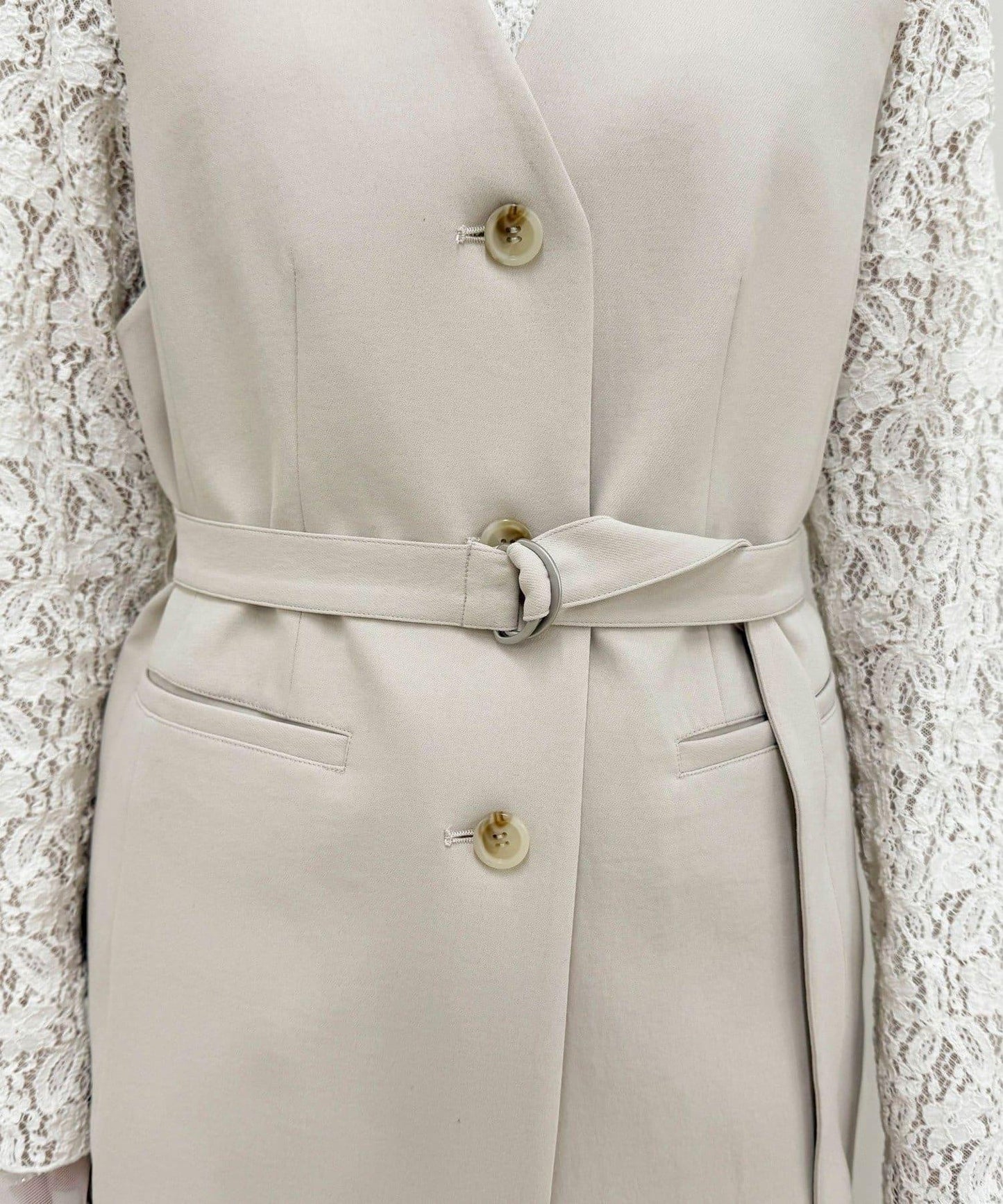 可成套搭配 柔滑斜紋 帶腰帶 馬甲