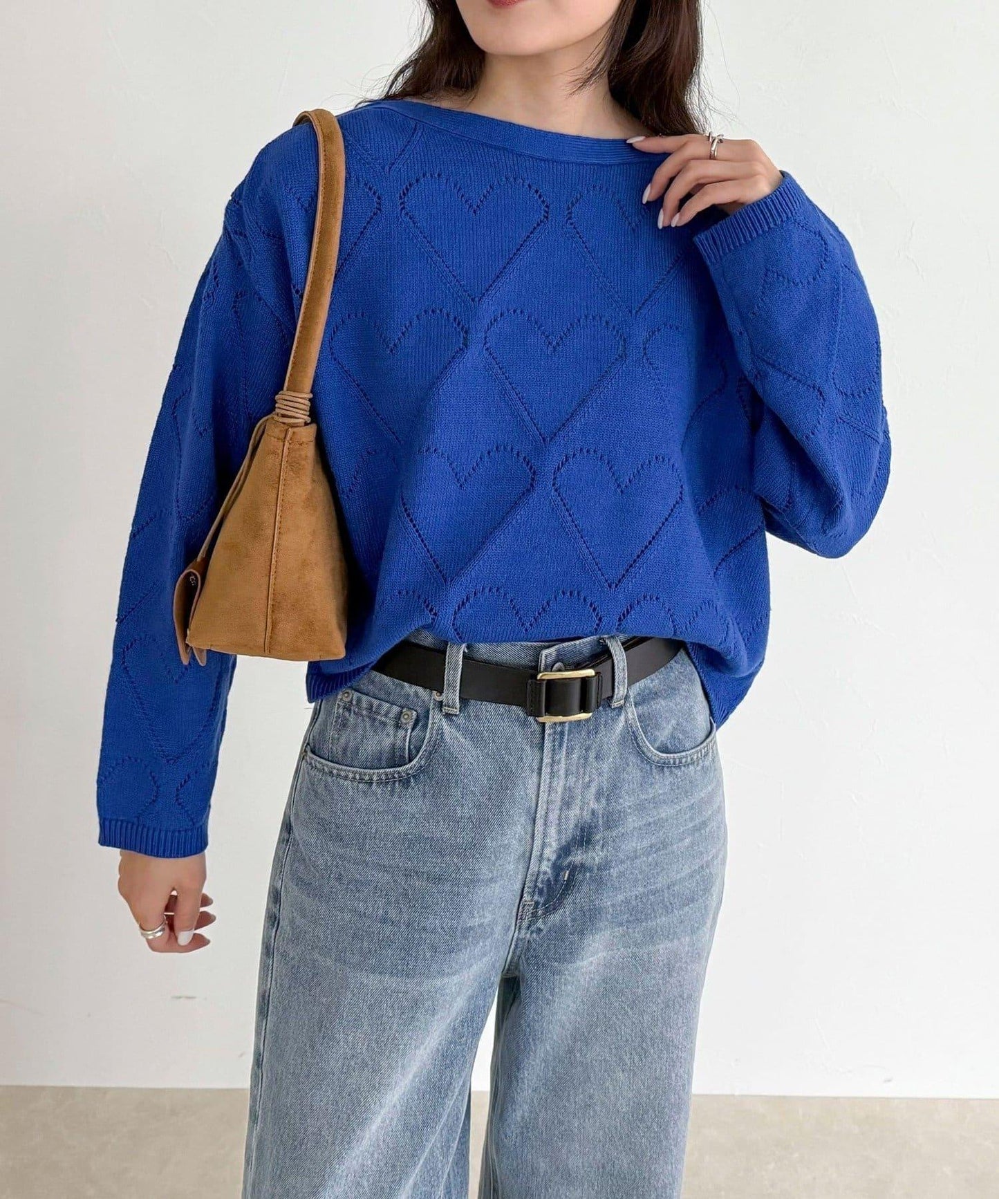 LINEN混紡愛心鏤空針織衫