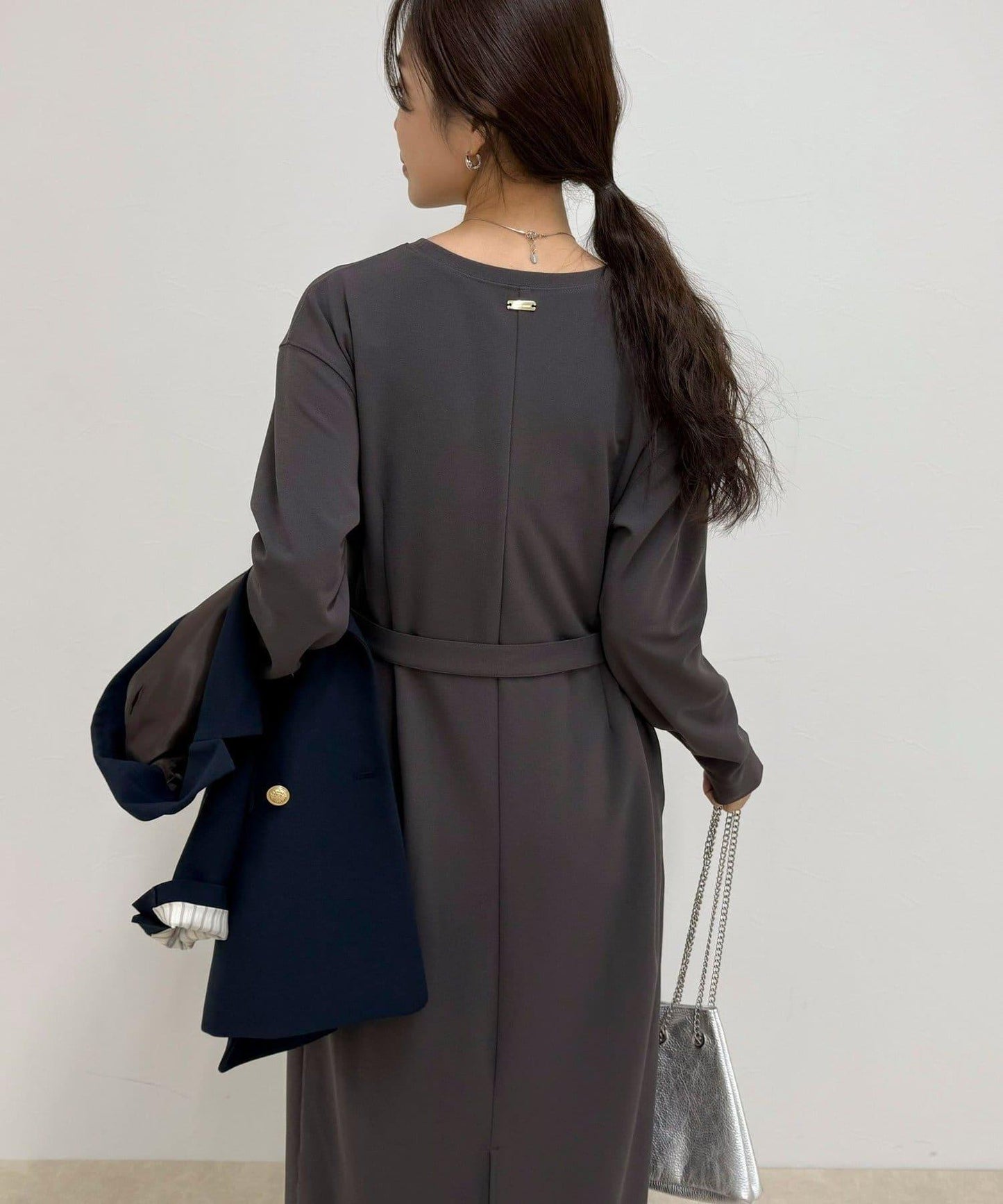 喬其紗腰帶連衣裙