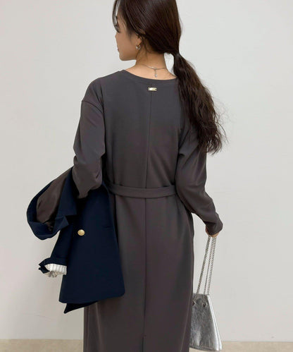 喬其紗腰帶連衣裙