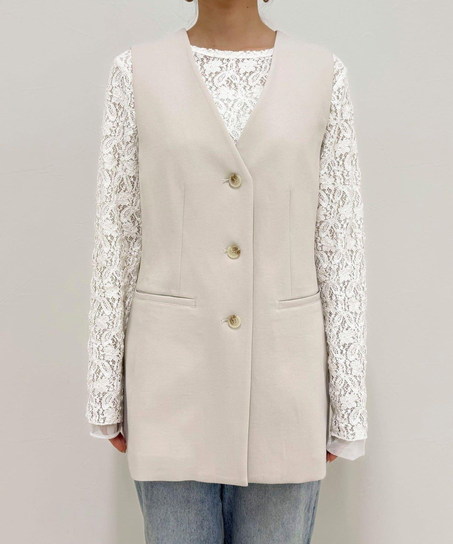 可成套搭配 柔滑斜紋 帶腰帶 馬甲