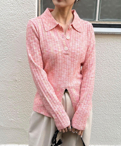 前中開叉 有領設計 套頭上衣