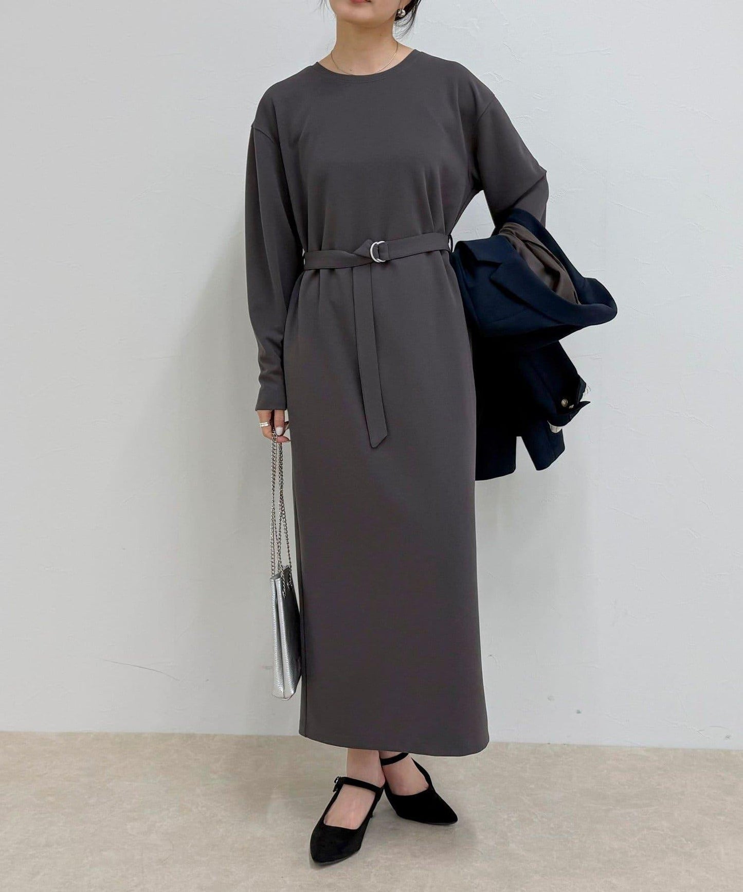 喬其紗腰帶連衣裙