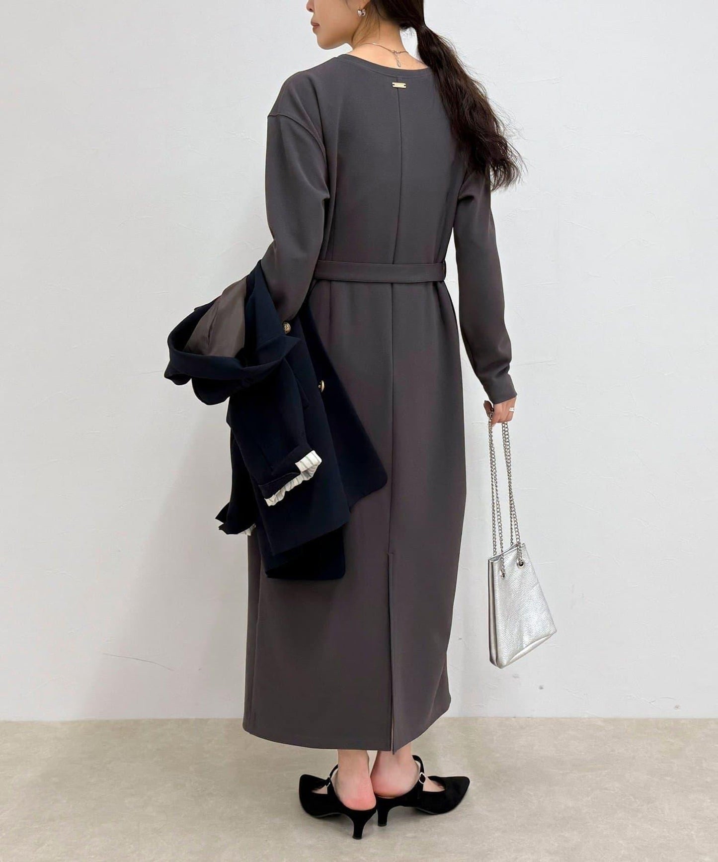 喬其紗腰帶連衣裙