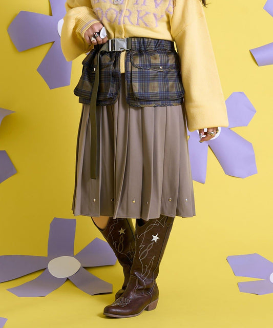 Me+Me/ミープラスミー 多功能口袋 百褶 半身裙